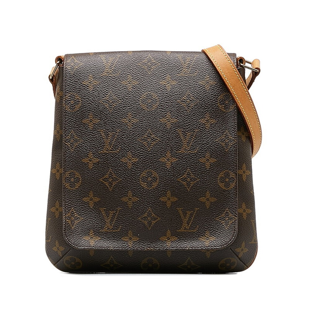 LOUIS VUITTON Authentic Brown Monogram Leather Shoulder Bag